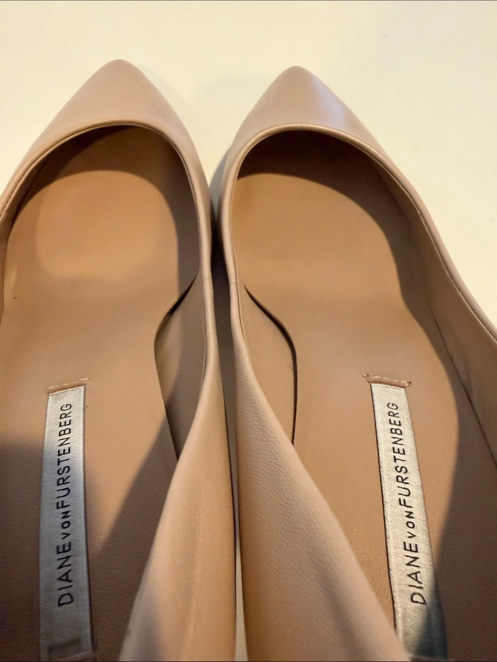Diane Von Furstenberg Nude Pointed-Toe Leather Pumps